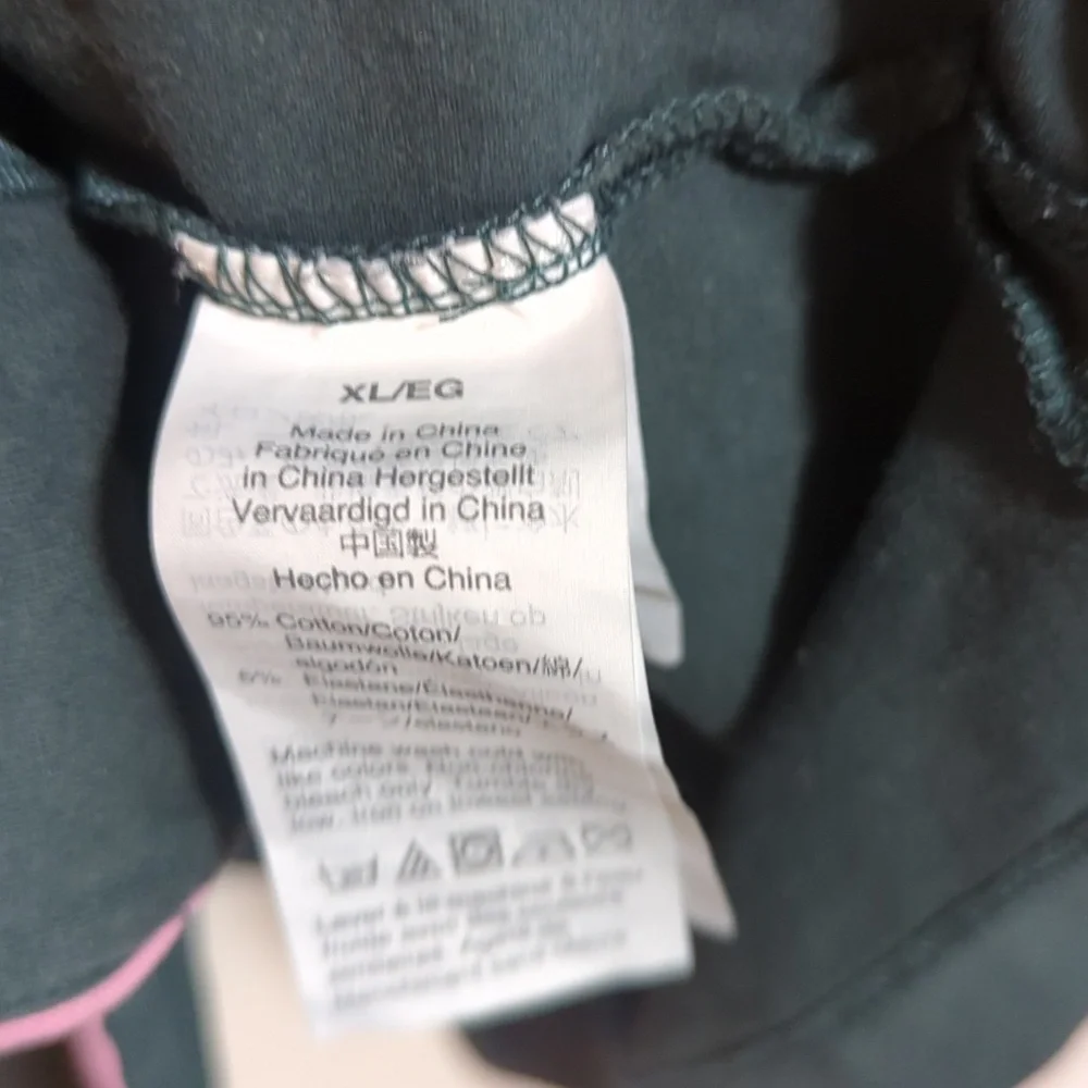 Madewell‎ Dark Green Pink Contrast Button Front Collar Long Sleeve Pajama Top XL